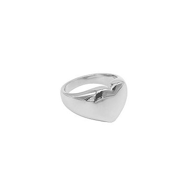 Adornia Silver Tone Heart Signet Ring