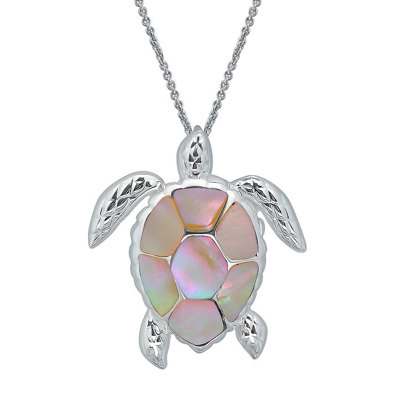 Aleure Precioso Silver Plated Abalone Turtle Pendant Necklace, Womens, Si