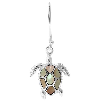 Aleure Precioso Silver Plated Abalone Turtle Drop Earrings