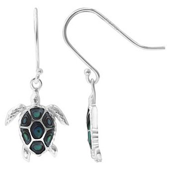 Aleure Precioso Silver Plated Abalone Turtle Drop Earrings