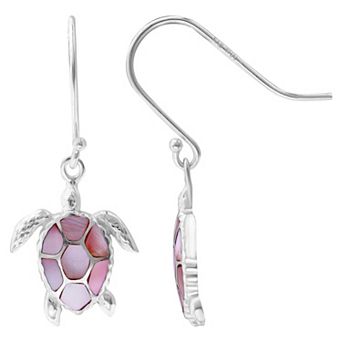 Aleure Precioso Silver Plated Abalone Turtle Drop Earrings