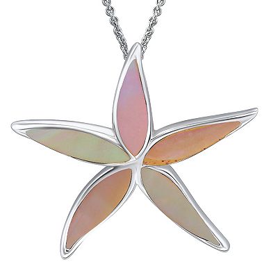 Aleure Precioso Silver Plated Abalone Starfish Pendant Necklace