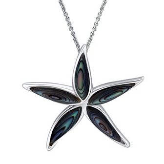 Aleure Precioso Silver Plated Abalone Starfish Pendant Necklace