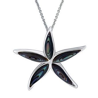 Aleure Precioso Silver Plated Abalone Starfish Pendant Necklace