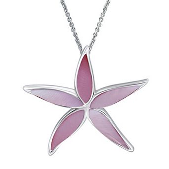 Aleure Precioso Silver Plated Abalone Starfish Pendant Necklace