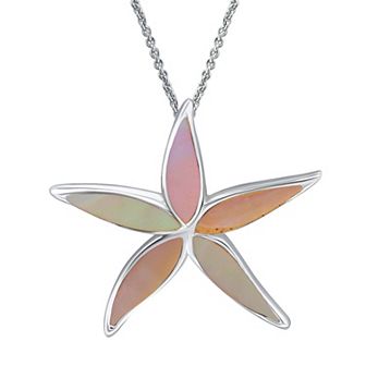 Aleure Precioso Silver Plated Abalone Starfish Pendant Necklace