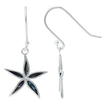 Aleure Precioso Silver Plated Abalone Starfish Drop Earrings