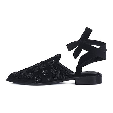 Rag & Co Mande Women's Embroidered Velvet Mules