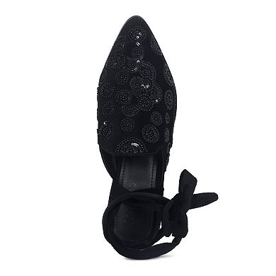 Rag & Co Mande Women's Embroidered Velvet Mules