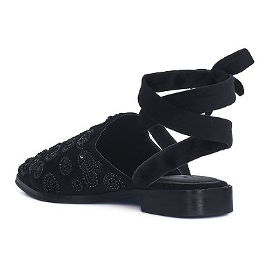 Rag & Co Mande Women's Embroidered Velvet Mules