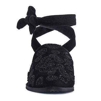 Rag & Co Mande Women's Embroidered Velvet Mules