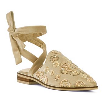 Rag & Co Mande Women's Embroidered Velvet Mules