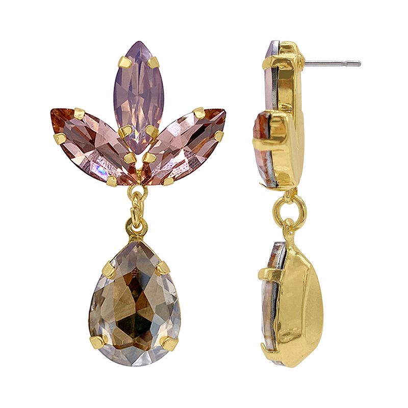 Adornia 14k Gold Plated Crystal Petal Drop Earrings, Womens, Pink