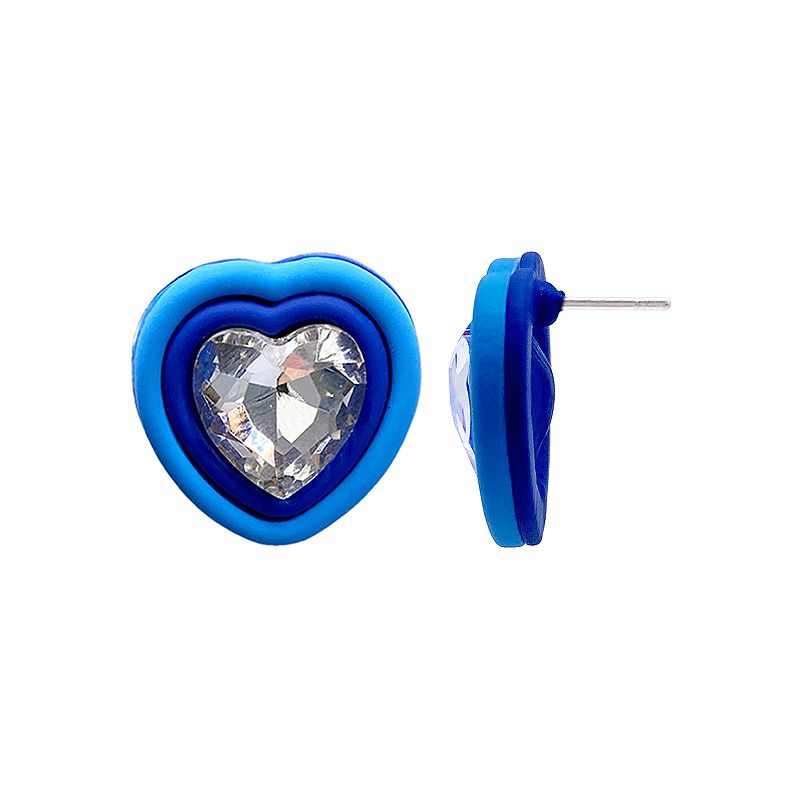 Adornia Blue Heart Halo Crystal Stud Earrings, Womens