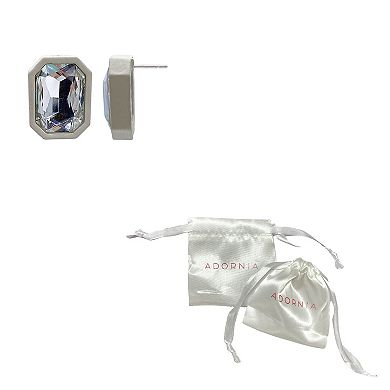 Adornia White Cushion Halo Crystal Stud Earrings