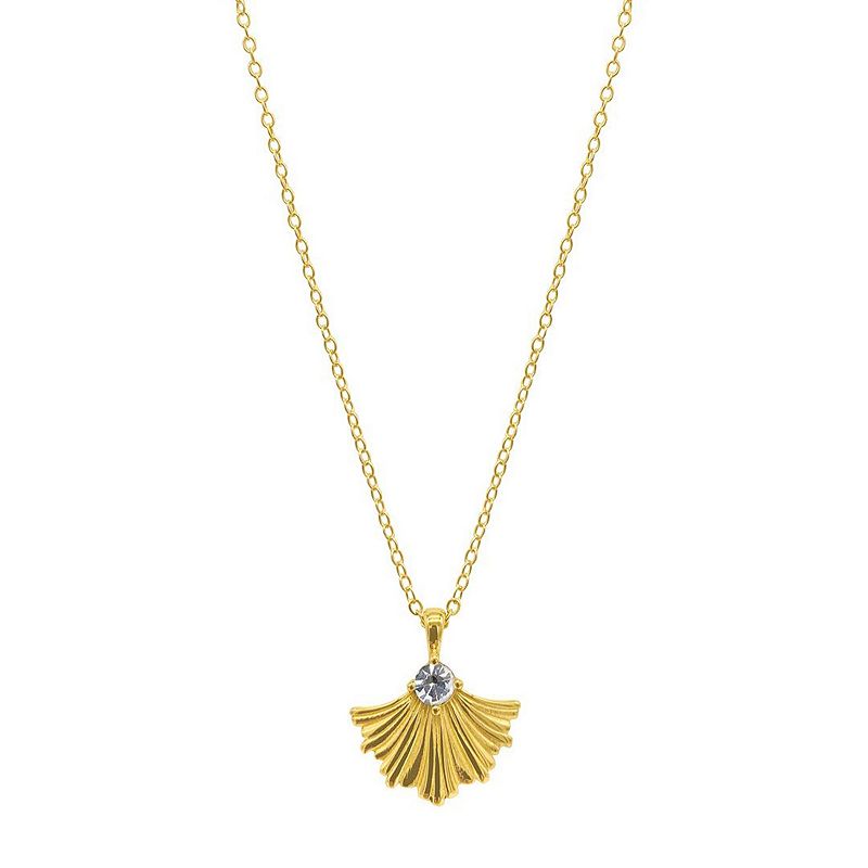 20775342 Adornia 14k Gold Plated Deco Crystal Leaf Necklace sku 20775342