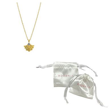 Adornia 14k Gold Plated Deco Crystal Leaf Necklace