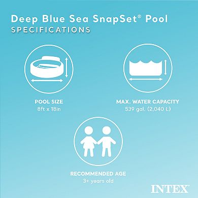 Intex Deep Sea Blue 8ft x 18in SnapSet Instant Above Ground Swimming Kiddie Pool
