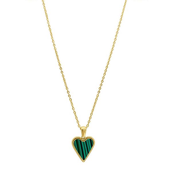 Adornia 14k Gold Plated Green Enamel Heart Pendant Necklace