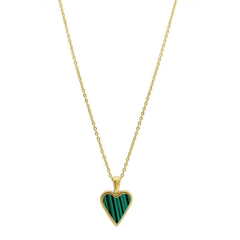 Adornia 14k Gold Plated Green Enamel Heart Pendant Necklace, Womens, Size