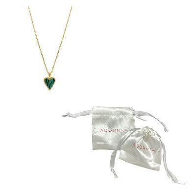 Adornia 14k Gold Plated Green Enamel Heart Pendant Necklace