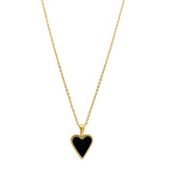 Adornia 14k Gold Plated Black Enameled Heart Pendant Necklace