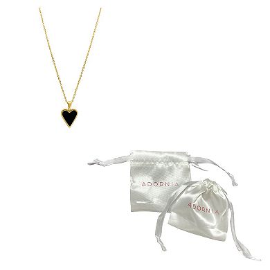 Adornia 14k Gold Plated Black Enameled Heart Pendant Necklace