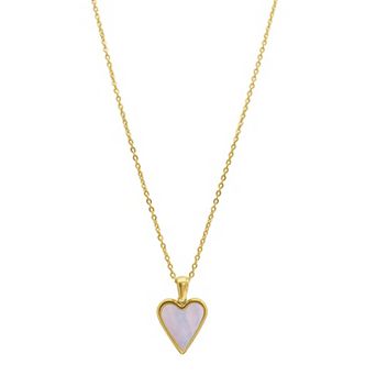 Adornia 14k Gold Plated Mother-of-Pearl Heart Pendant Necklace