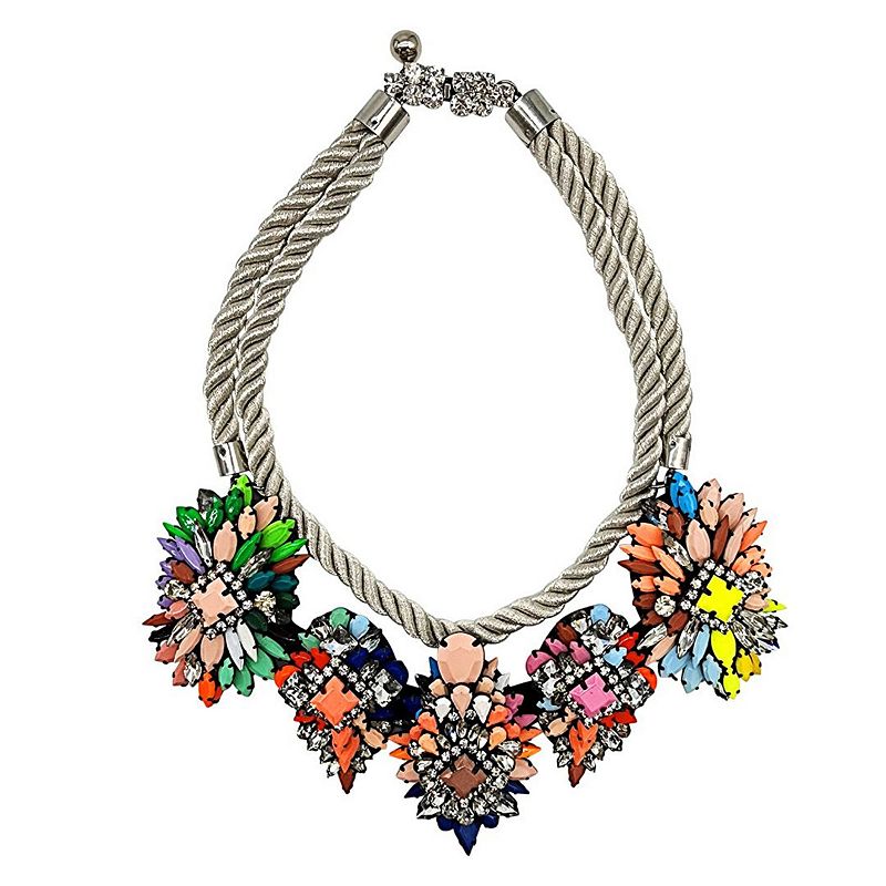 80830199 Adornia Multicolor Flower Bib Necklace, Womens, Pi sku 80830199