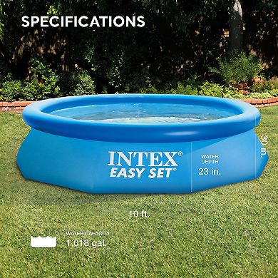 Intex Easy Set 10 Foot x 30 Inch Above Ground Inflatable Round Swimming Pool