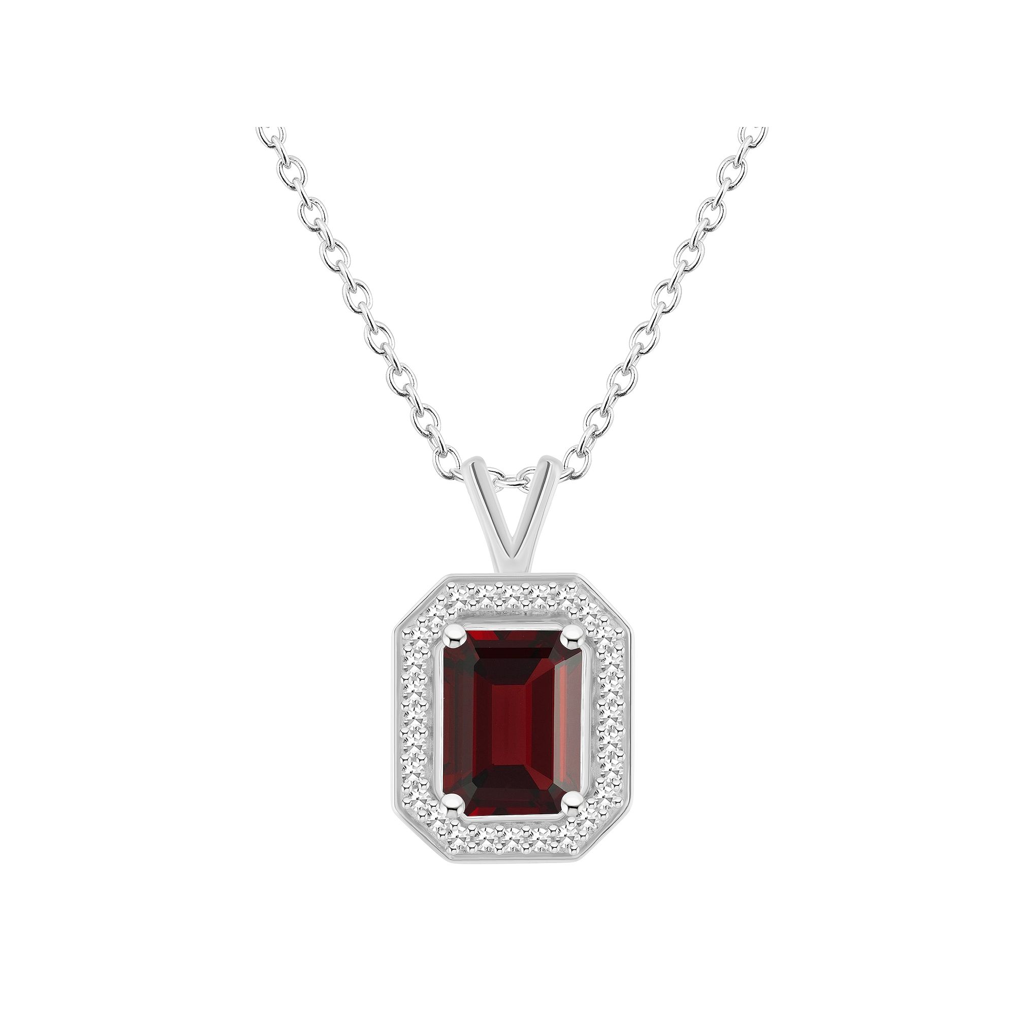 Celebration Gems Sterling Silver Emerald Cut Gemstone & 1/8 Carat T.W. Dia