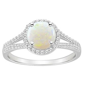 Celebration Gems Sterling Silver 7 mm Round Gemstone and 1/4 Carat T.W. Diamond Split Shank Ring