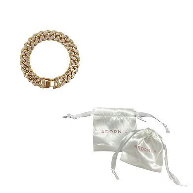 Adornia Silver Tone Cubic Zirconia Flat Curb Chain Bracelet