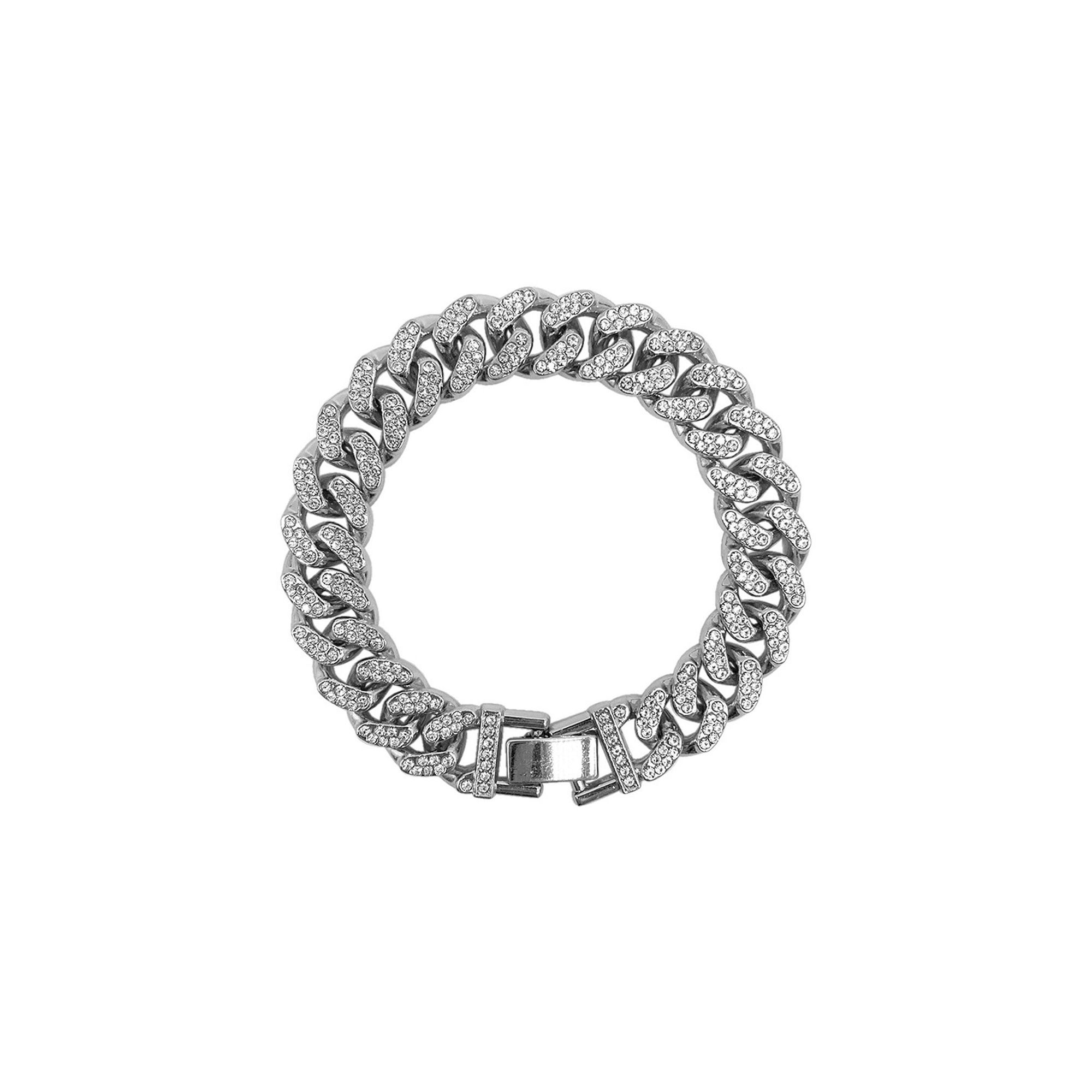 Adornia Silver Tone Cubic Zirconia Flat Curb Chain Bracelet, Womens