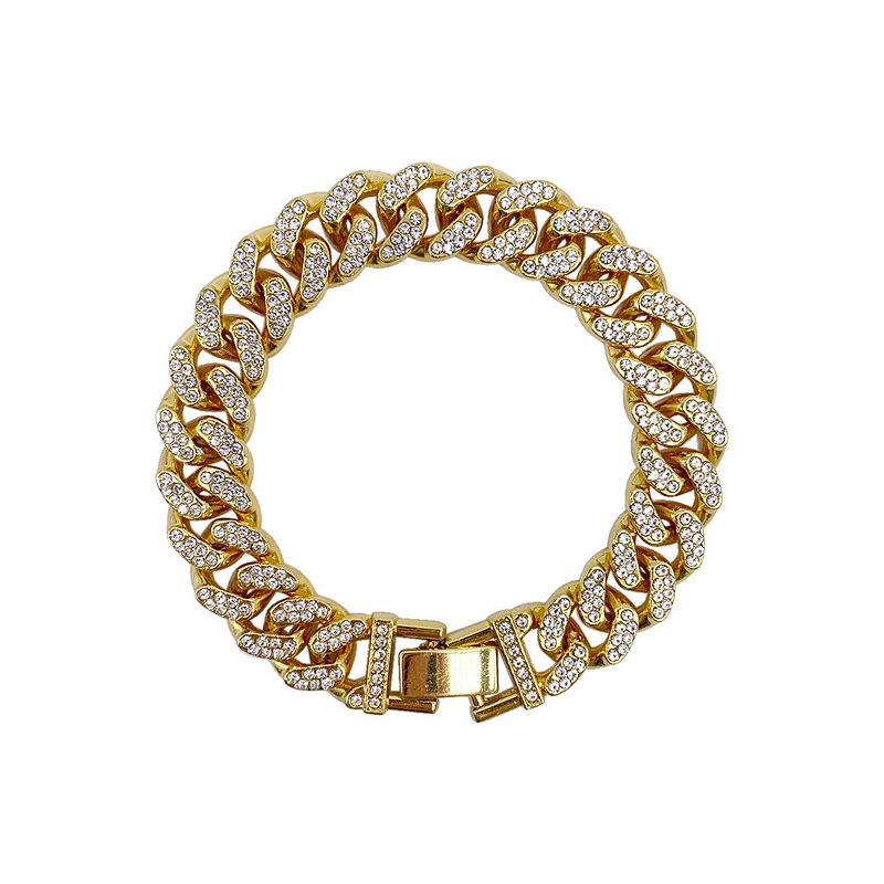 Adornia 14k Gold Plated Cubic Zirconia Flat Curb Chain Bracelet, Womens, Y