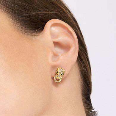 Adornia 14k Gold Plated Crystal Jaguar Stud Earrings