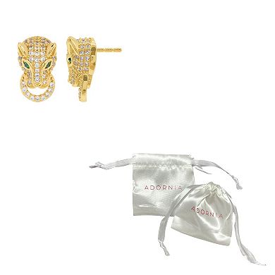 Adornia 14k Gold Plated Crystal Jaguar Stud Earrings