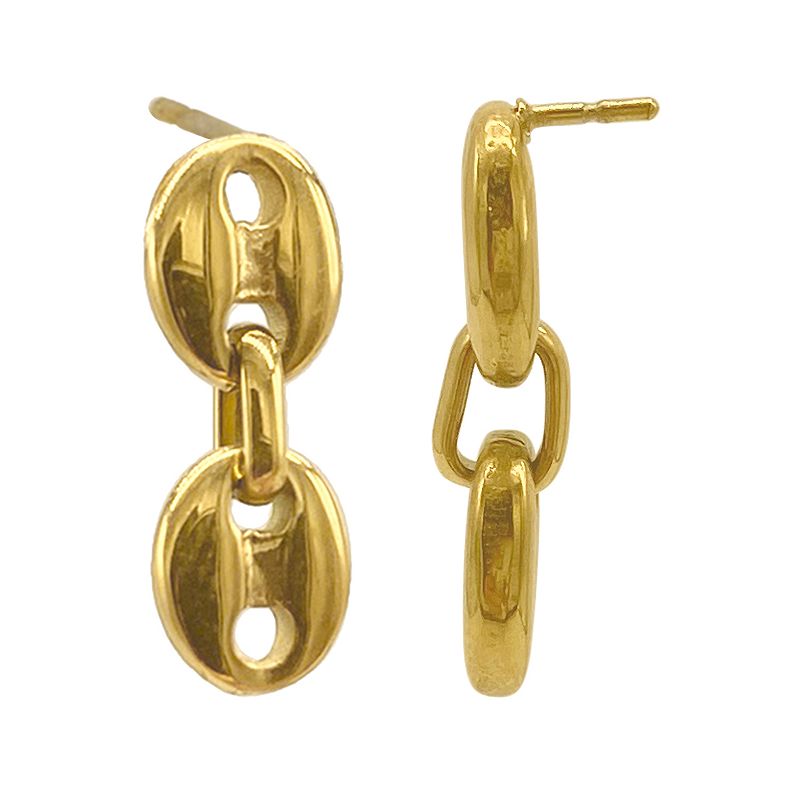 Adornia 14k Gold Plated Mariner Puff Chain Dangle Earrings, Womens, Yellow