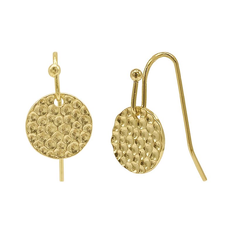 Adornia 14k Gold Plated Hammered Coin Dangle Hoop Earrings, Womens, Yellow