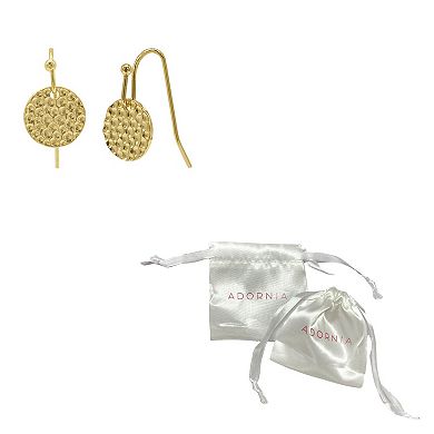 Adornia 14k Gold Plated Hammered Coin Dangle Hoop Earrings