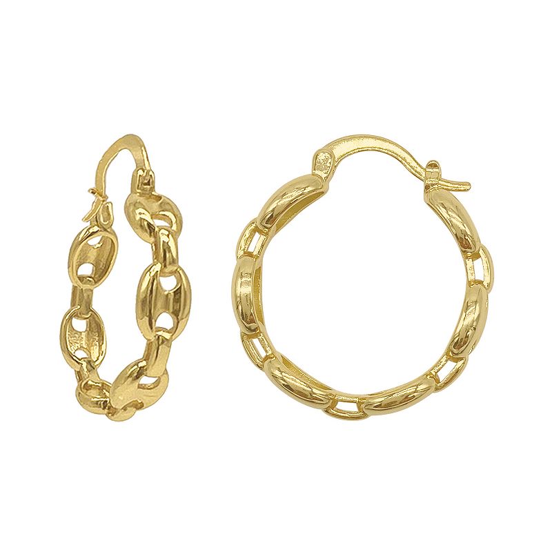 Adornia 14k Gold Plated Mariner Chain Hoop Earrings, Womens, Yellow