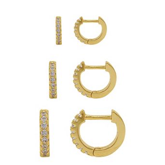 Adornia 14k Gold Plated Huggie Hoop Earring Trio Set