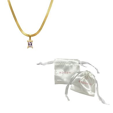 Adornia Crystal Pendant with Herringbone Chain Necklace