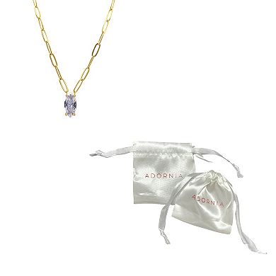 Adornia Marquis Crystal Pendant with Paper Clip Chain Necklace