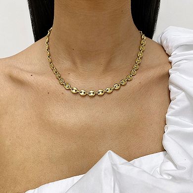 Adornia 14k Gold Plated Mariner Puff Chain Necklace