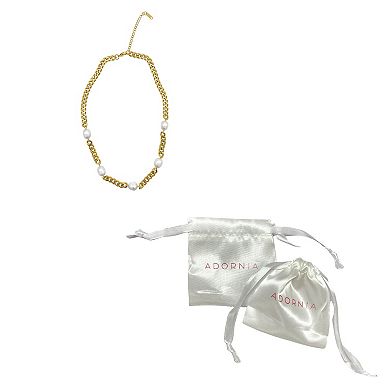 Adornia Freshwater Cultured Pearl Necklace with 14k Gold Plated Curb Chain