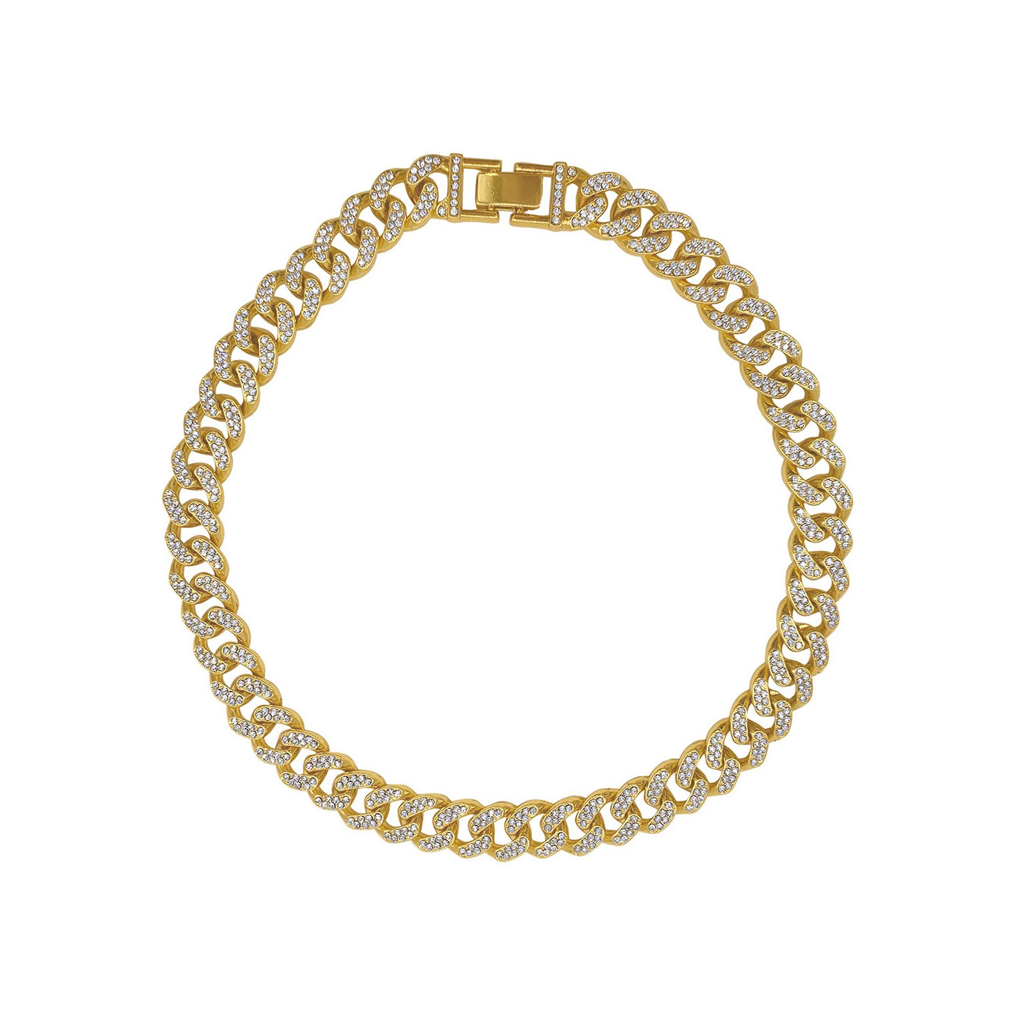 Adornia Cubic Zirconia Flat Curb Chain Necklace, Womens, Size: 17, Gold