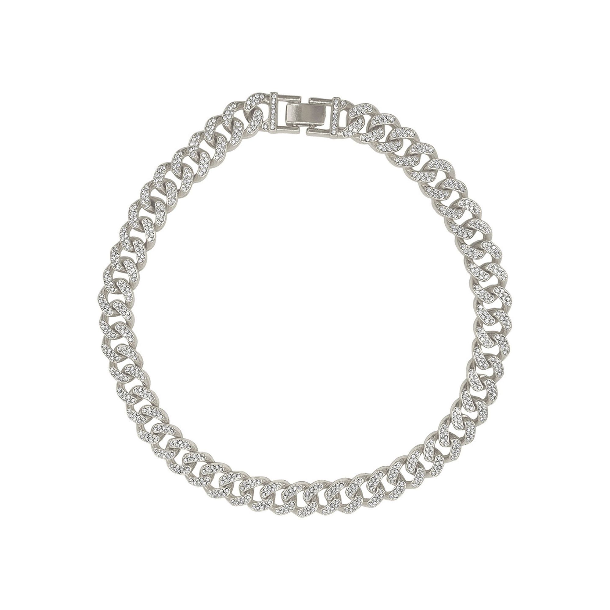 Adornia Cubic Zirconia Flat Curb Chain Necklace, Womens, Size: 17, Silv