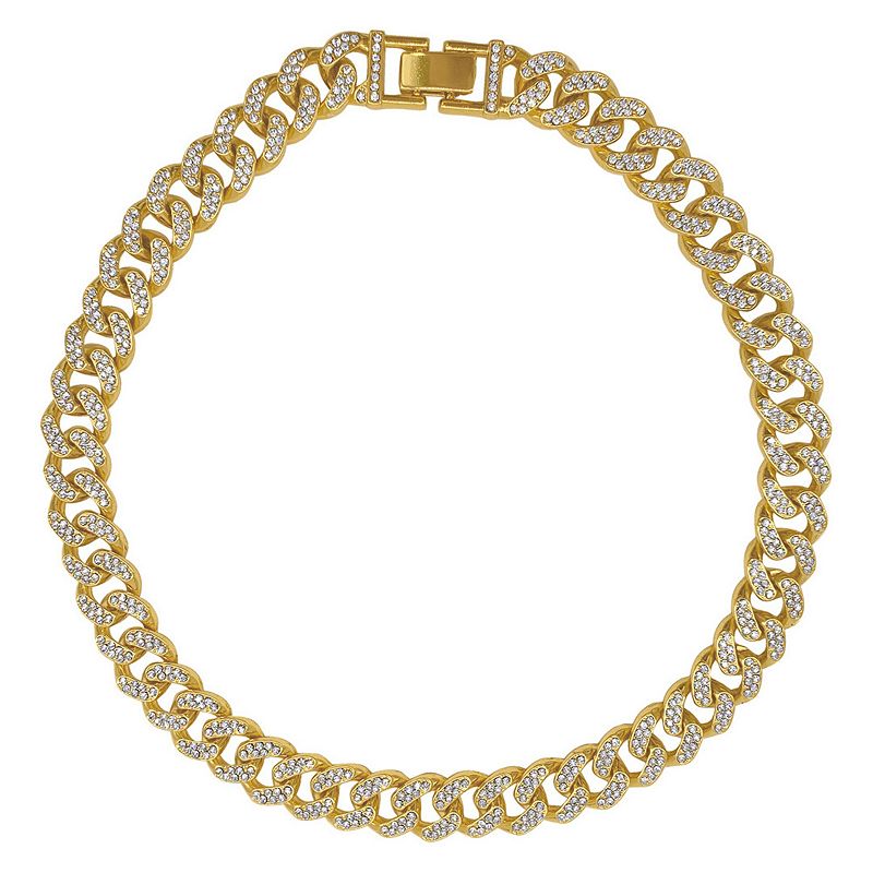 Adornia 14k Gold Plated Cubic Zirconia Flat Curb Chain Necklace, Womens, 
