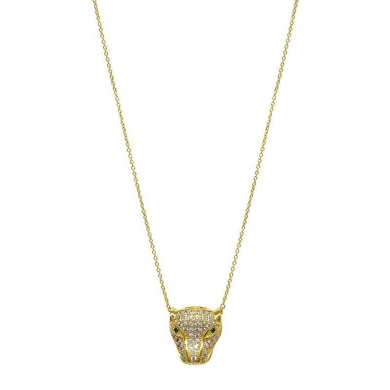Adornia 14k Gold Plated Crystal Jaguar Head Necklace, Womens, Size: 18,
